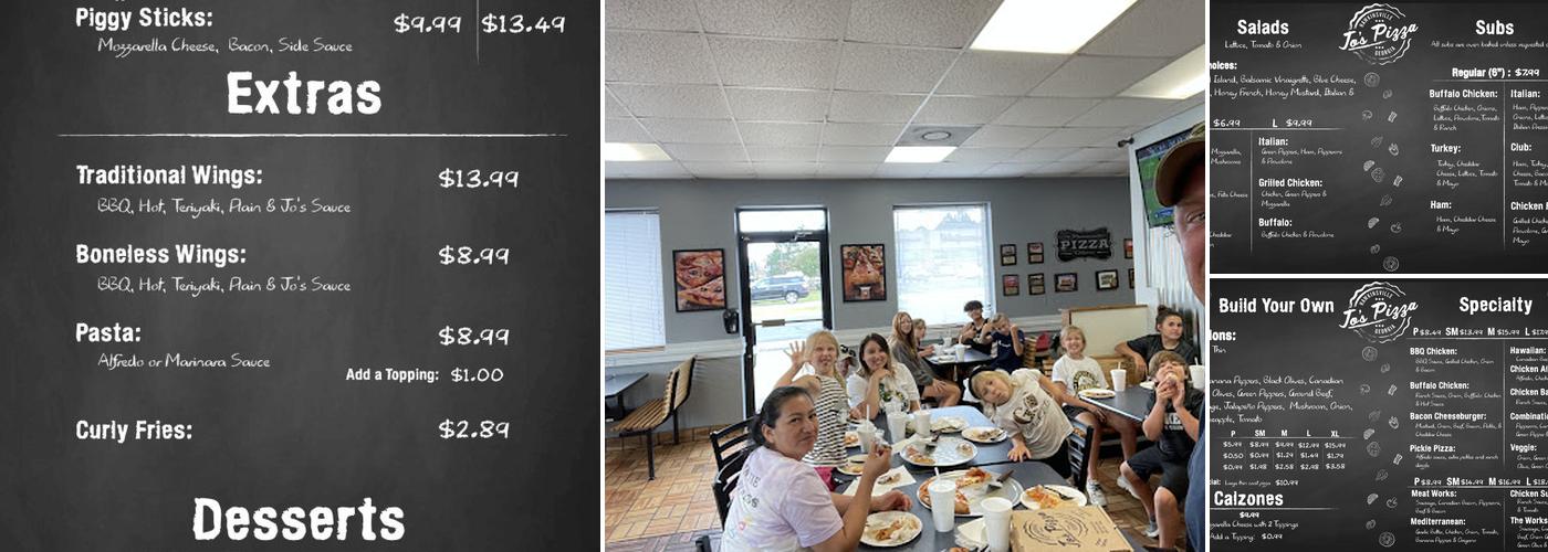 Jo's Pizza Menu