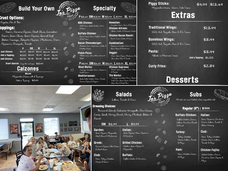 Jo's Pizza Menu