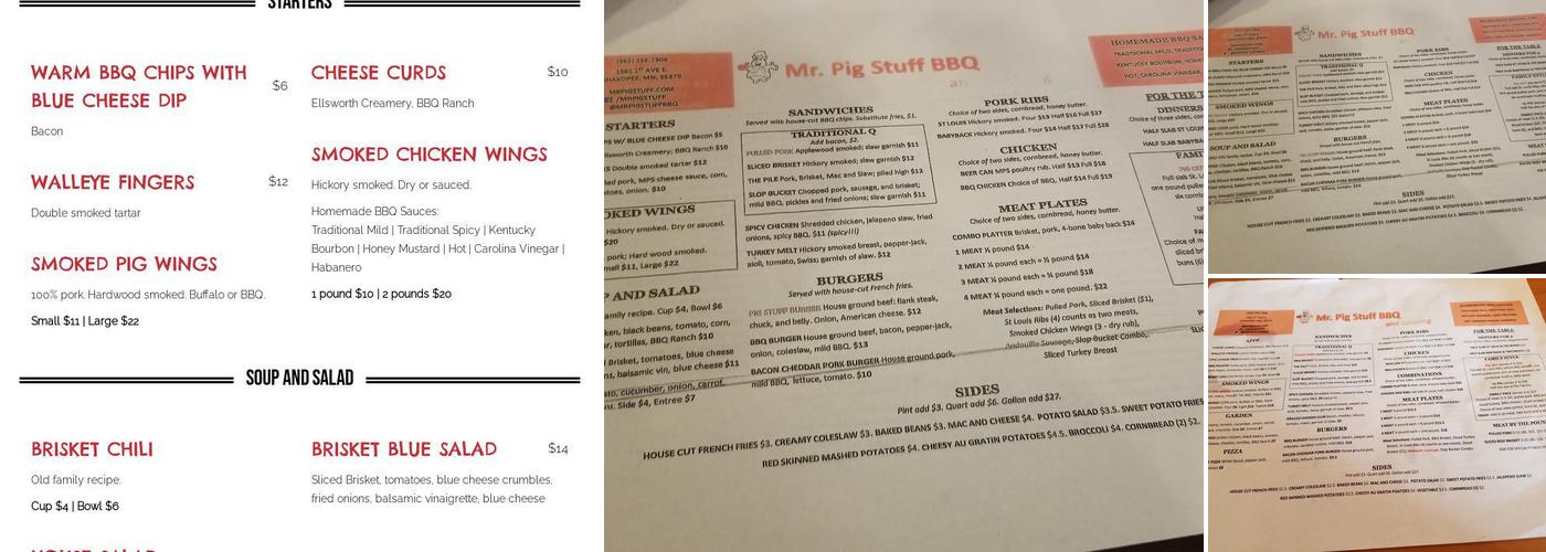 Mr. Pig Stuff Menu