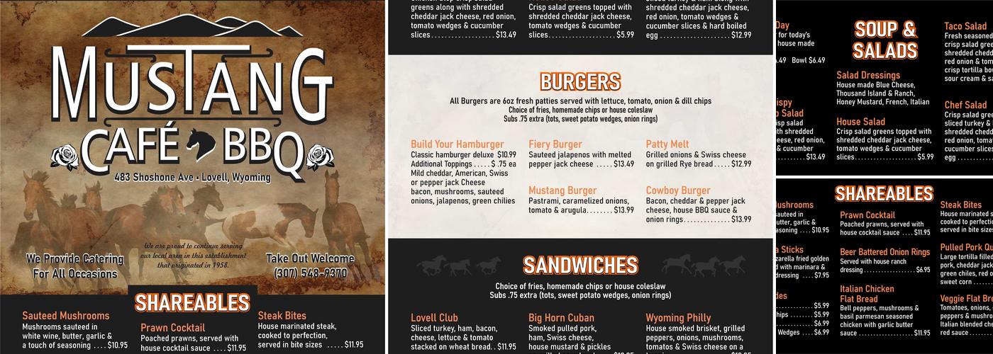 Mustang Cafe & BBQ Menu