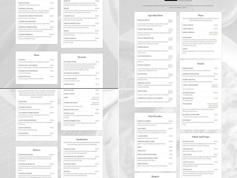 Fireside Foundry Menu