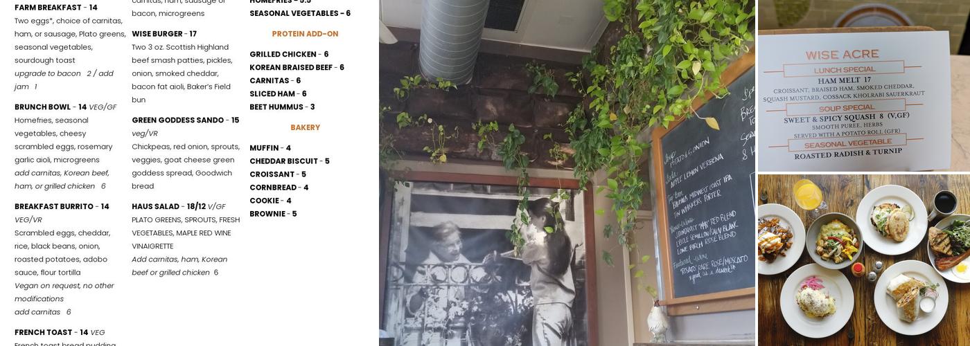 Wise Acre Eatery Menu