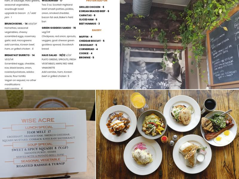 Wise Acre Eatery Menu