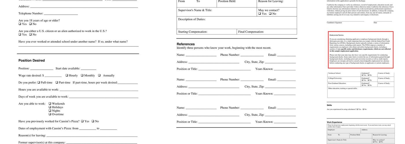 Cassini's Pizza Menu