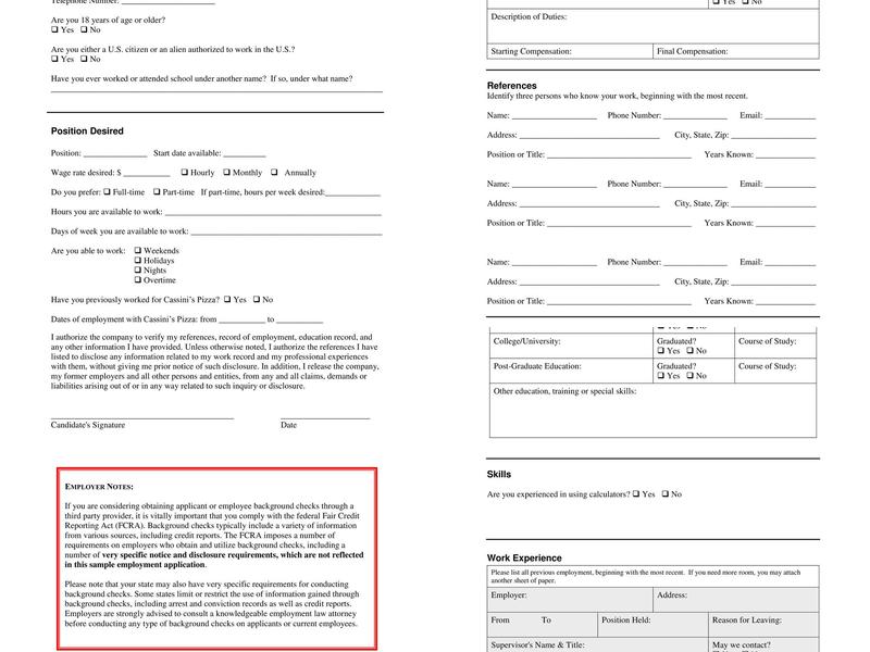 Cassini's Pizza Menu