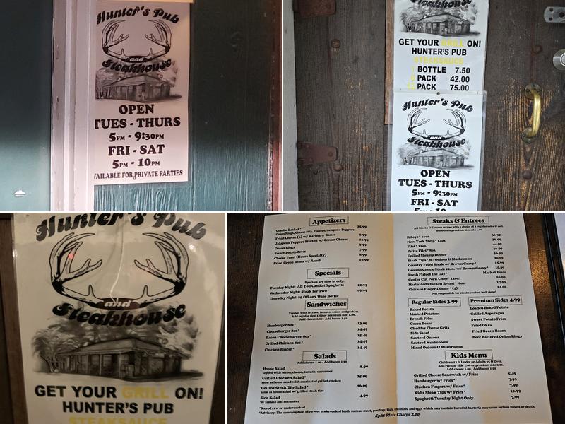 Hunters Pub and Steakhouse Menu