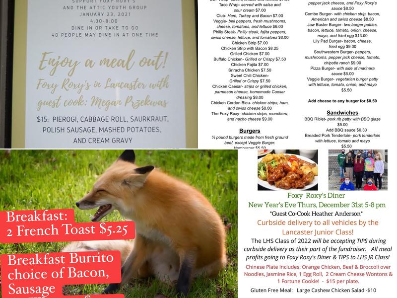 Foxy Roxy's Diner Menu