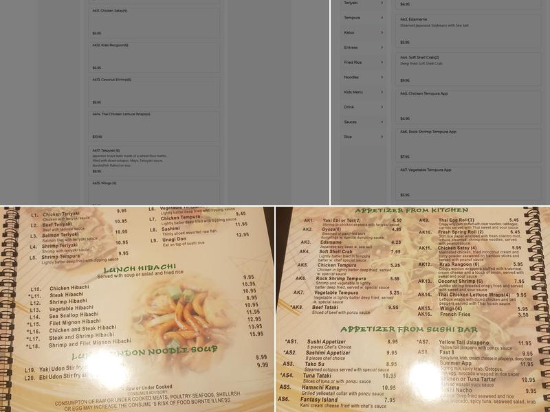 Wasabi Sushi & Thai Menu