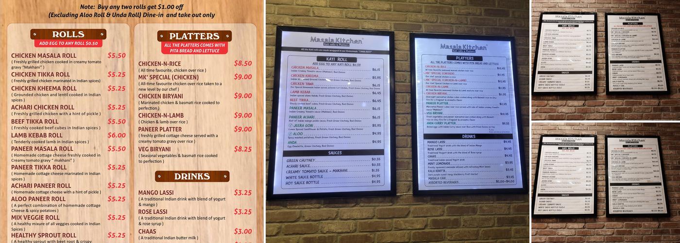 Masala Kitchen: Kati Rolls & Platters Menu