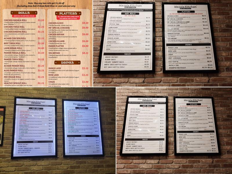 Masala Kitchen: Kati Rolls & Platters Menu