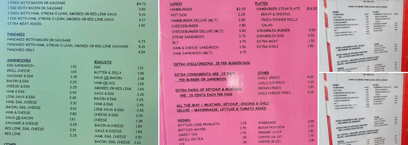 Daniel's Drive Inn Menu
