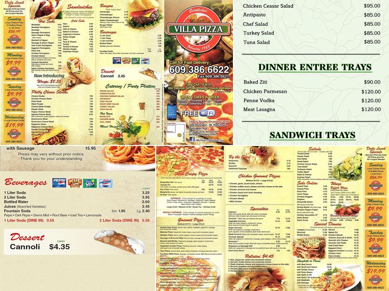 Villa Pizza Menu