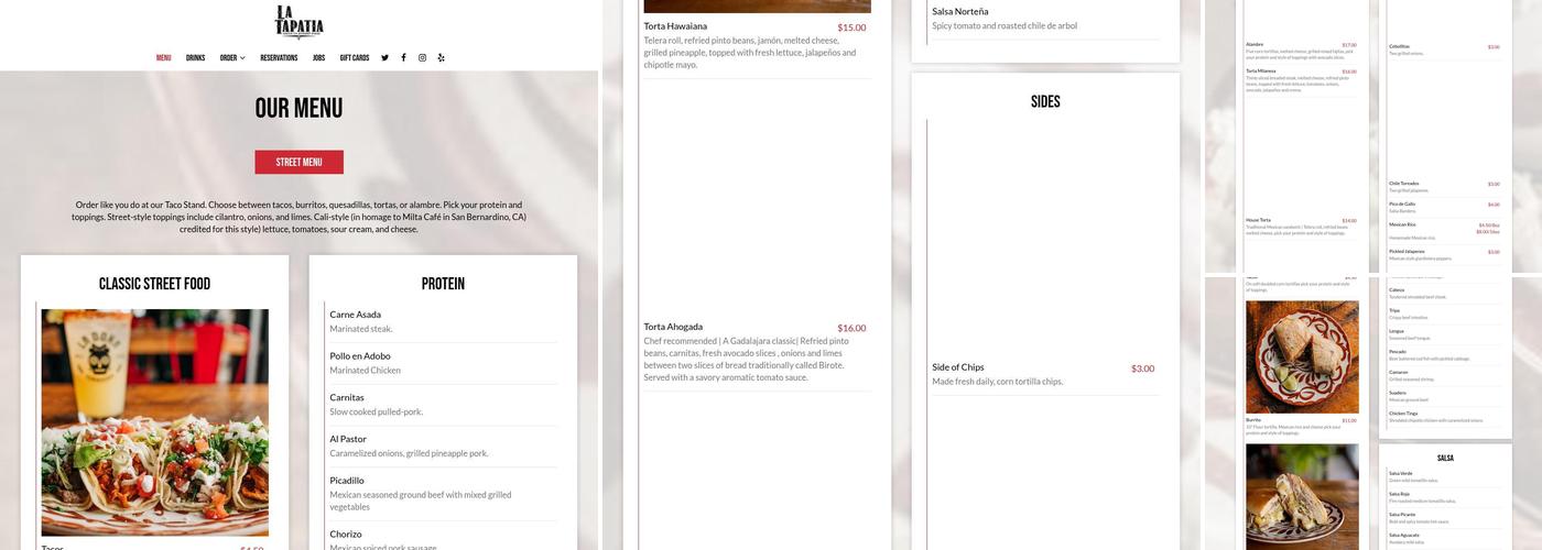 La Tapatia Menu