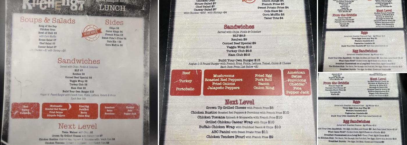 Kitchen87 Menu