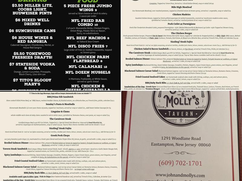 John and Molly's Menu