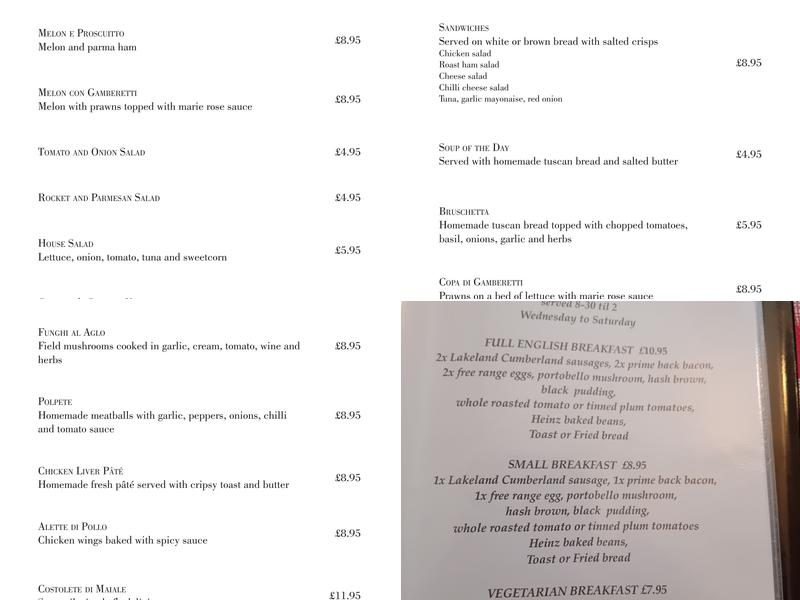 The Plough Inn Croft Menu