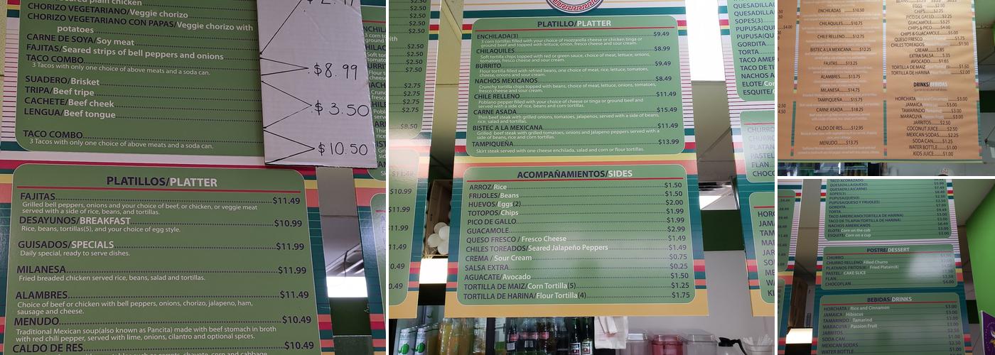 Rincon Méxicano Restaurant Menu