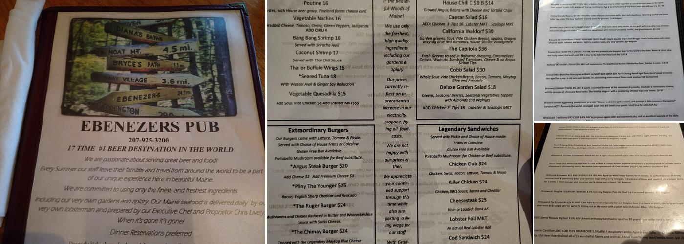 Ebenezer's Restaurant & Pub Menu