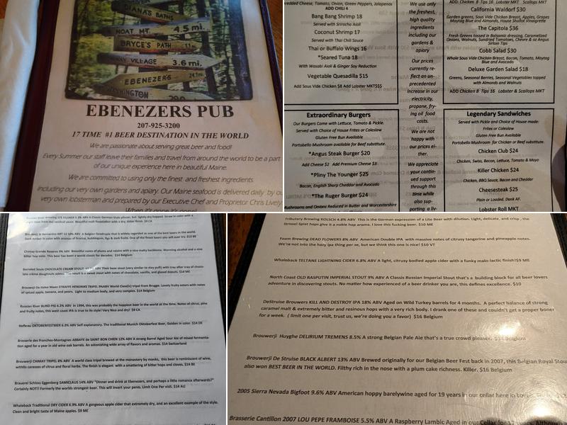 Ebenezer's Restaurant & Pub Menu