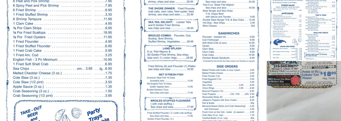 Under the Pier Menu