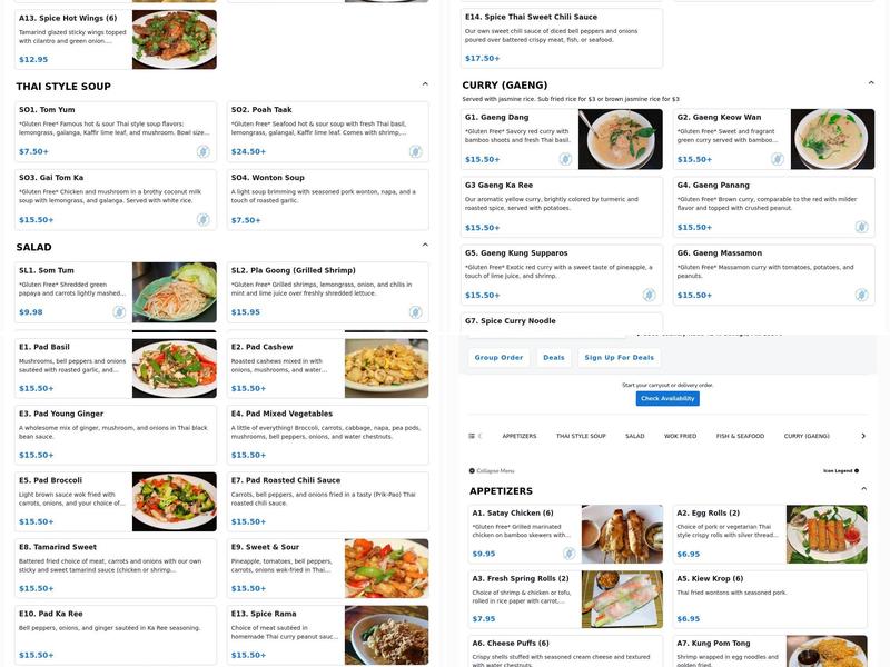 Spice Thai Cuisine Menu