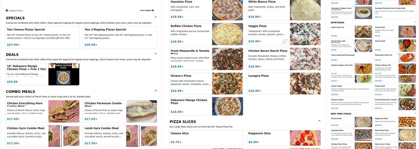 Divano's Pizzeria Menu