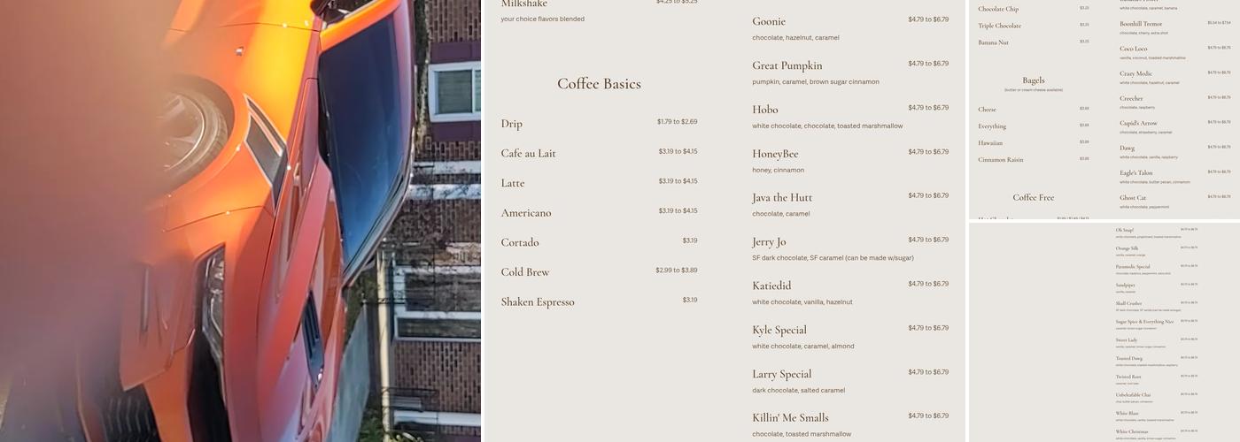 Milltown Java Menu