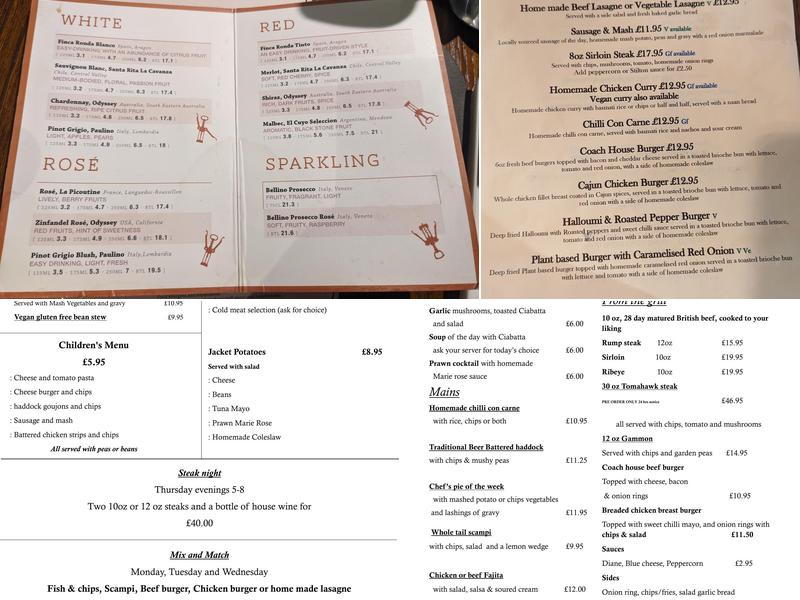 Coach House, Bentham Menu