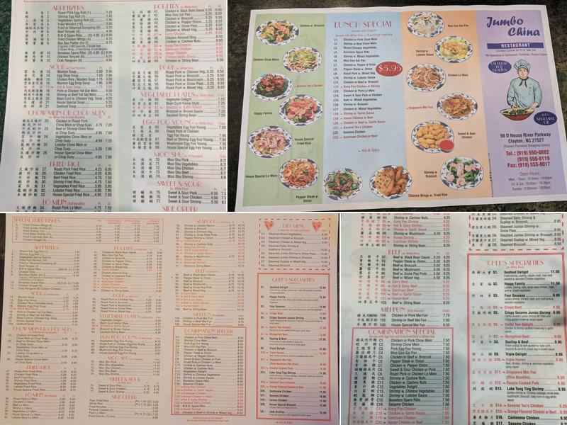 New Jumbo China Menu