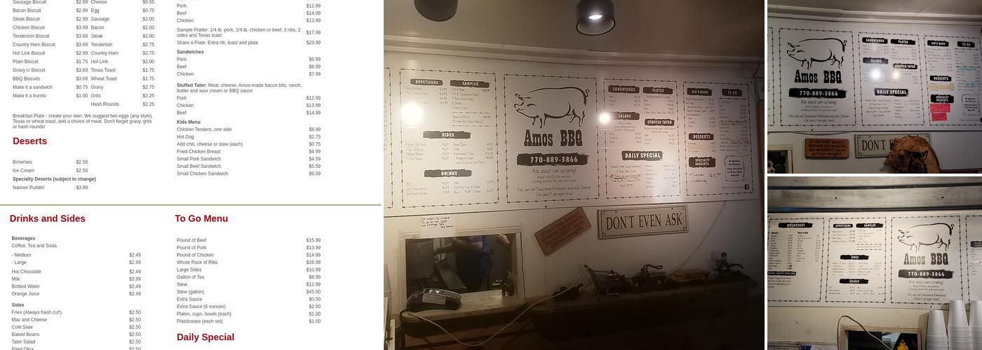 Amos BBQ & Biscuits Menu