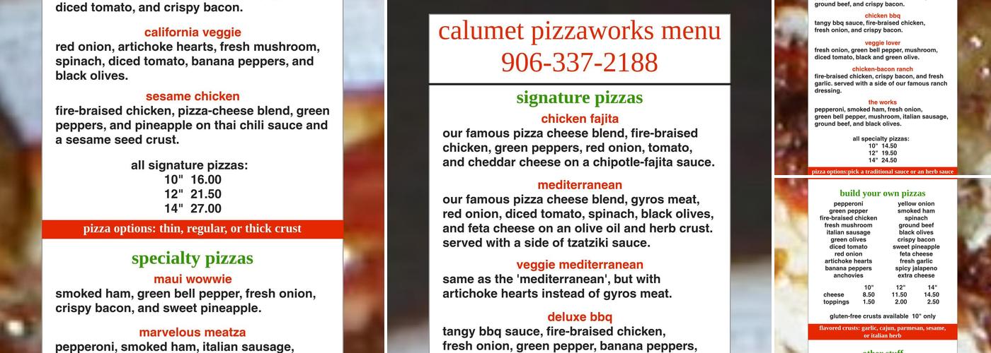 Calumet Pizza Works Menu