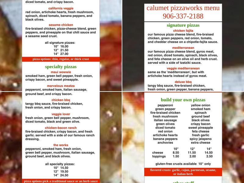 Calumet Pizza Works Menu
