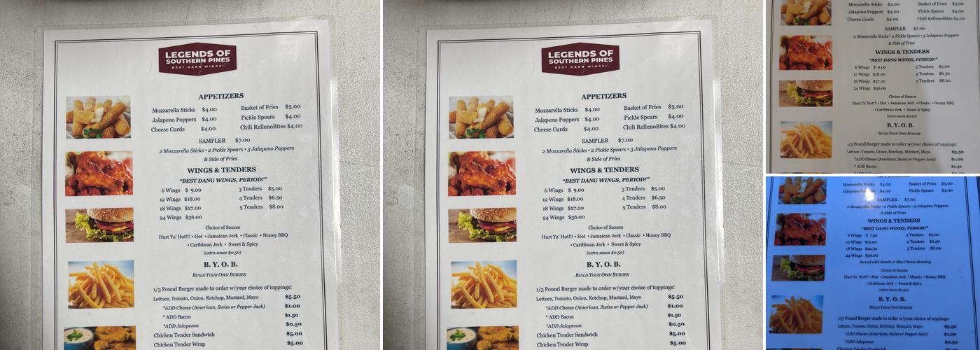 Legends Bar and Grill Menu