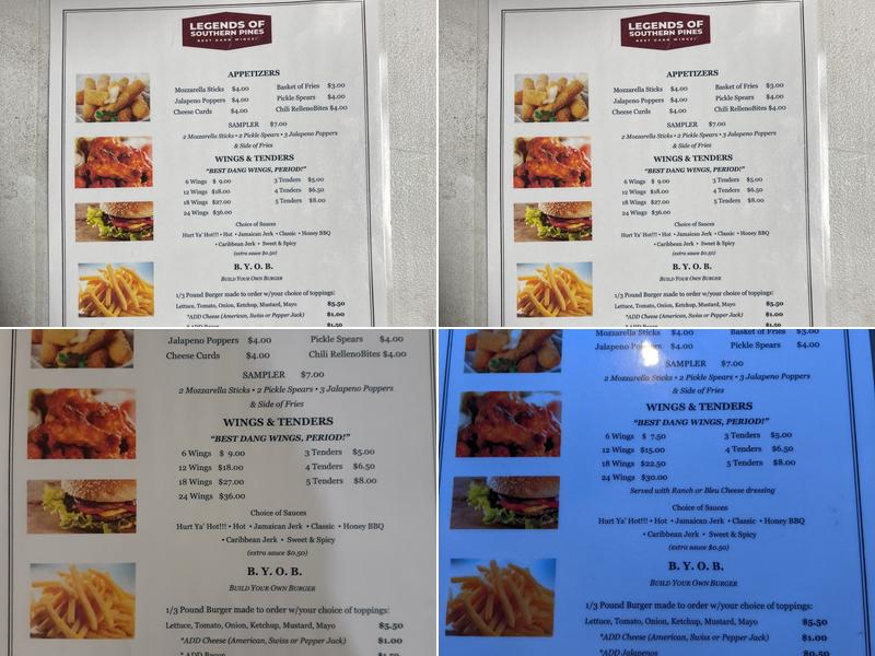 Legends Bar and Grill Menu