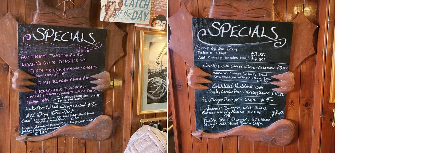 Harbour Bar Menu