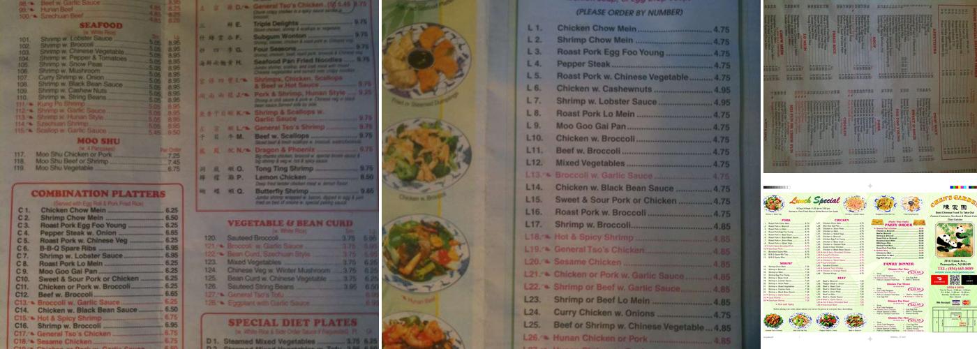 Chen's Garden Restaurant Menu