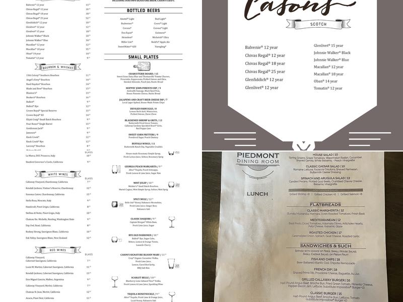 Cason's Tap Room Menu