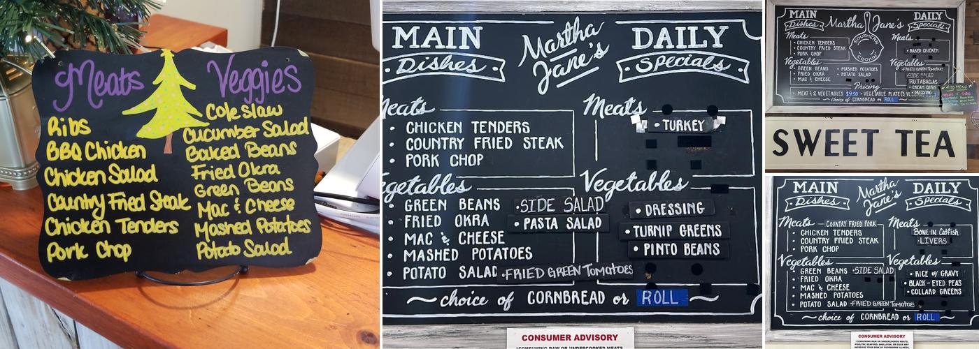 Martha Jane's Southern Cookin' Menu