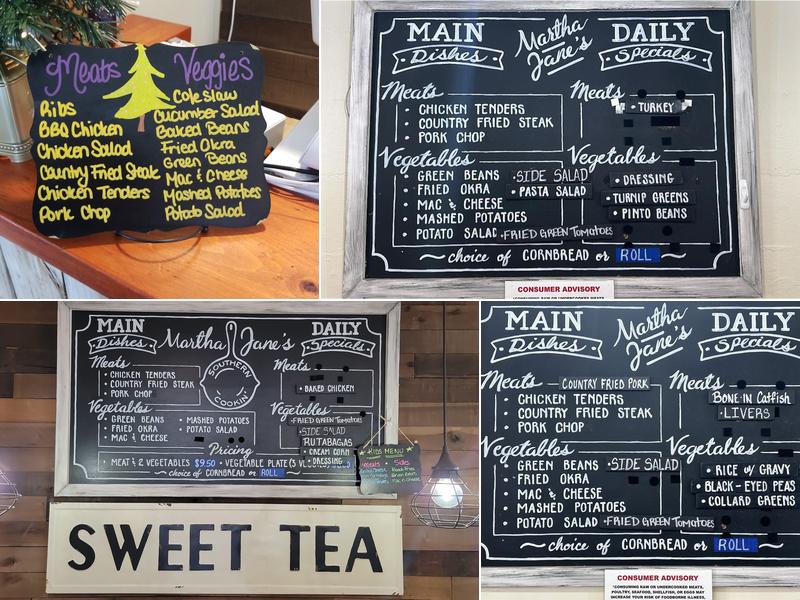 Martha Jane's Southern Cookin' Menu