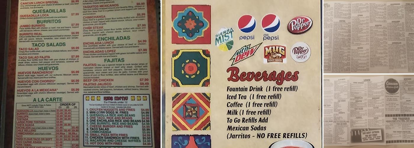 cancun mexican grill Menu