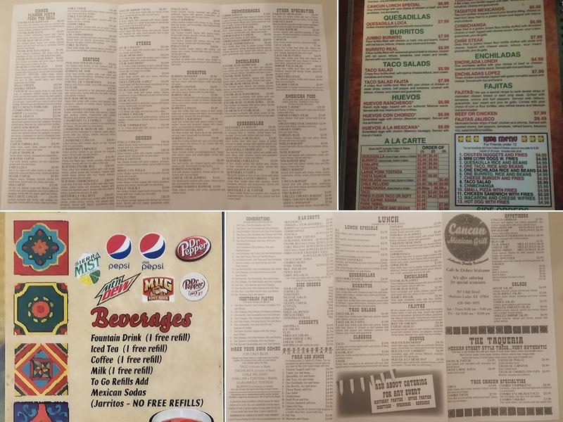 cancun mexican grill Menu