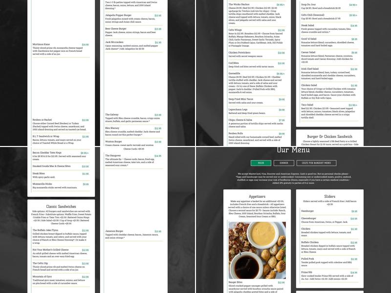 Celts Irish Pub & Grill Menu