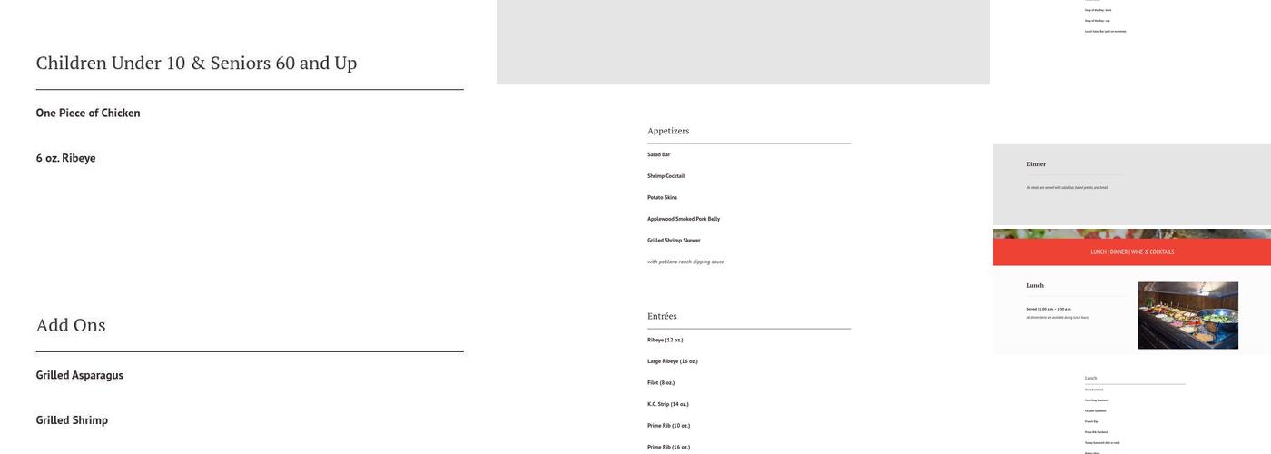 Rusty Barrell Supper Club Inc Menu