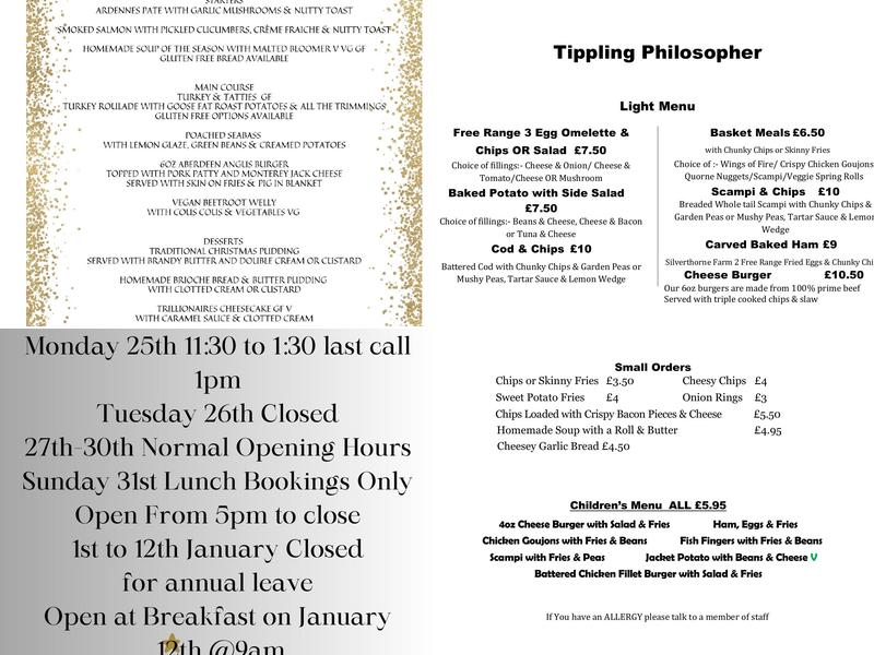 The Tippling Philosopher Menu