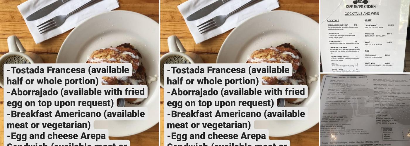 Cafe Racer Kitchen Menu