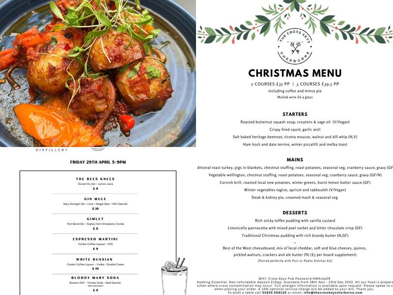 The Cross Keys Pub & Restaurant Sherborne Menu