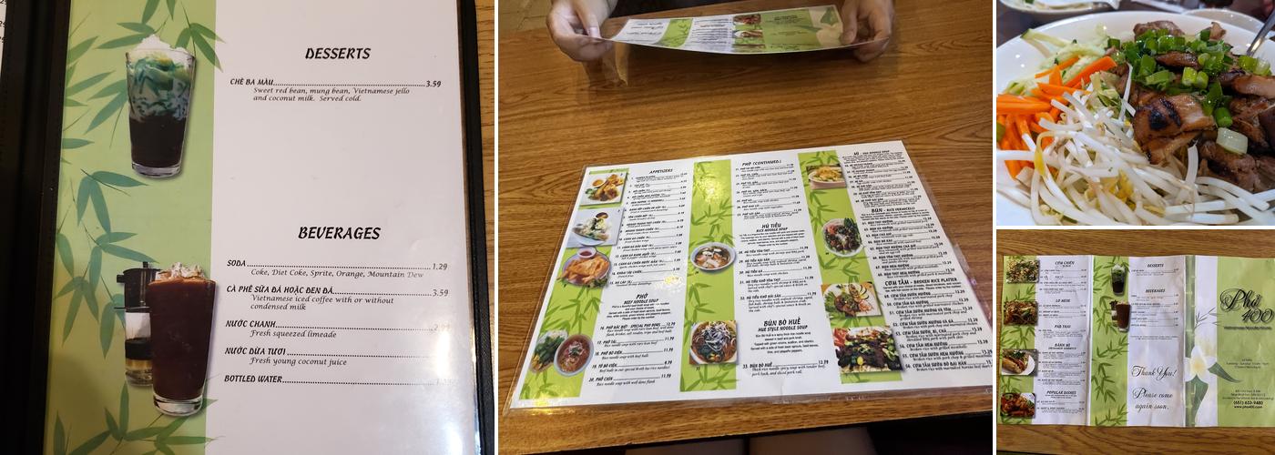 Pho 400 Menu