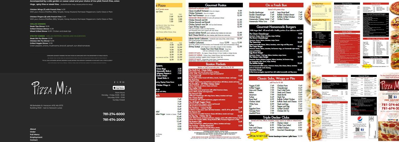 Pizza Mia Hanscom Menu