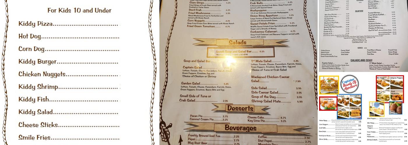 Captain Joe's Seafood, Midway, GA Menu