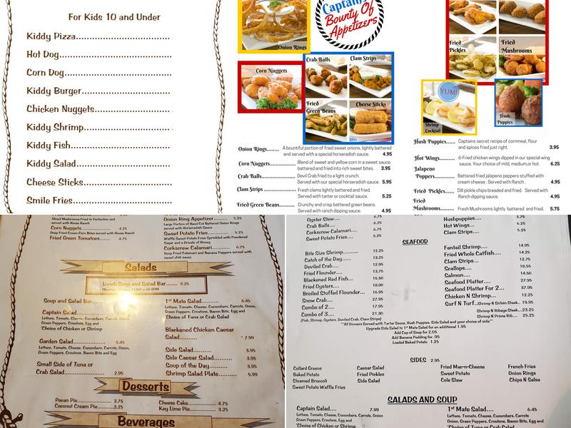 Captain Joe's Seafood, Midway, GA Menu